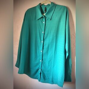 Women’s Teal Snap Shirt - Classic Long Sleeve Western XL